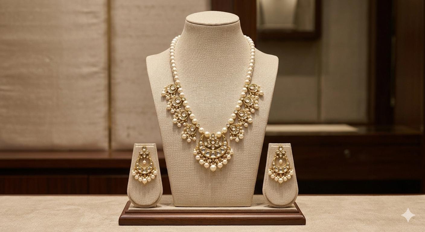 Royal Pachi Kundan Pearl Choker Necklace Set with Chandbali Earrings  Festive Bridal Jewellery