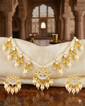Pearl Kundan Choker Set | Crescent Bridal Necklace with Earrings | Traditional Indian Wedding Jewelry
