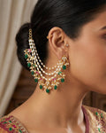 Traditional Multi-Layer Pearl & Kundan Ear Chains