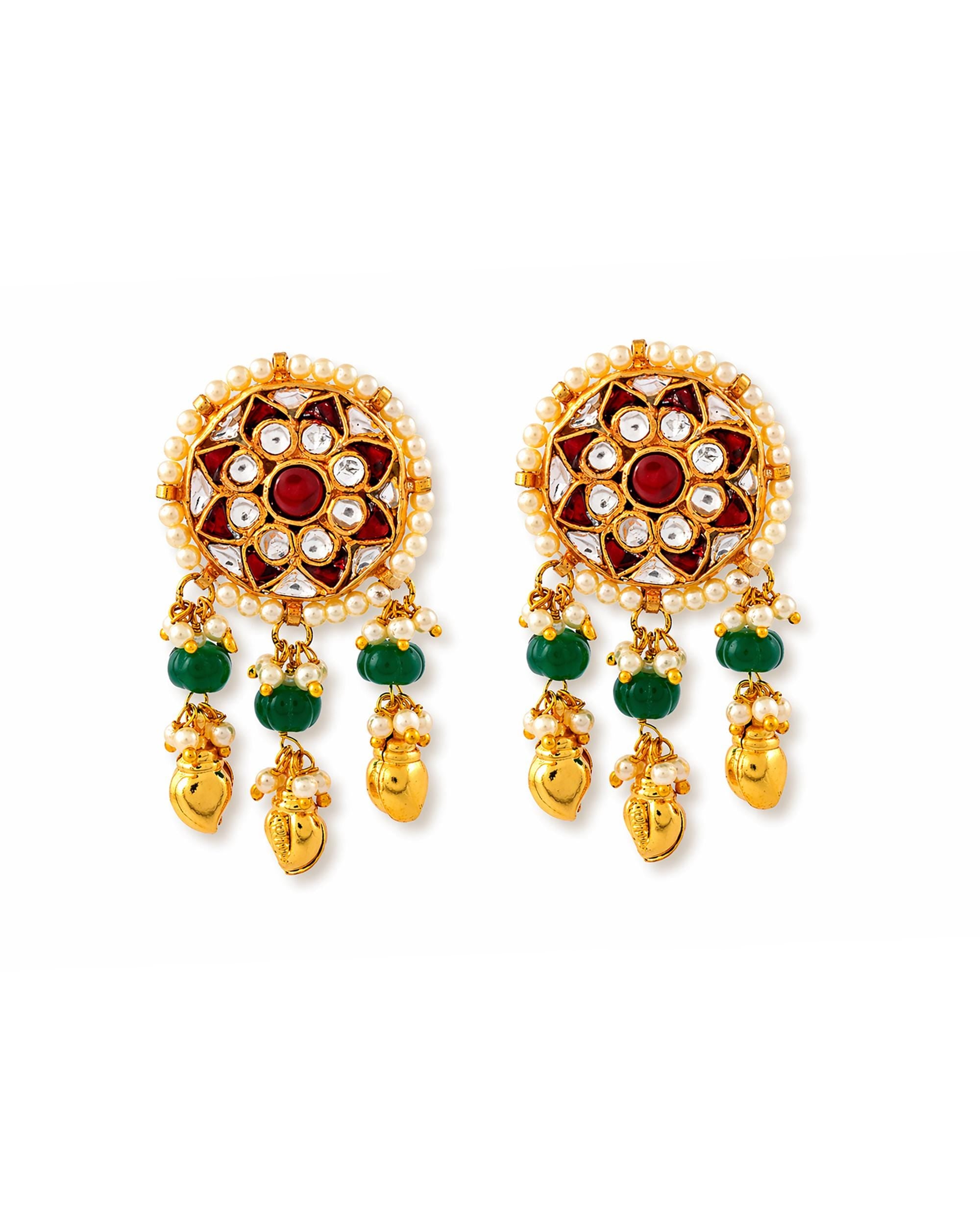 Elegant Traditional Kundan Choker Necklace Set with Emerald & Ruby Accents