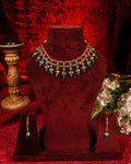 Delicate Handcrafted Chandbali Pearl Choker Set with Mint Green Drops