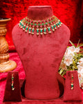 Delicate Handcrafted Chandbali Pearl Choker Set with Mint Green Drops