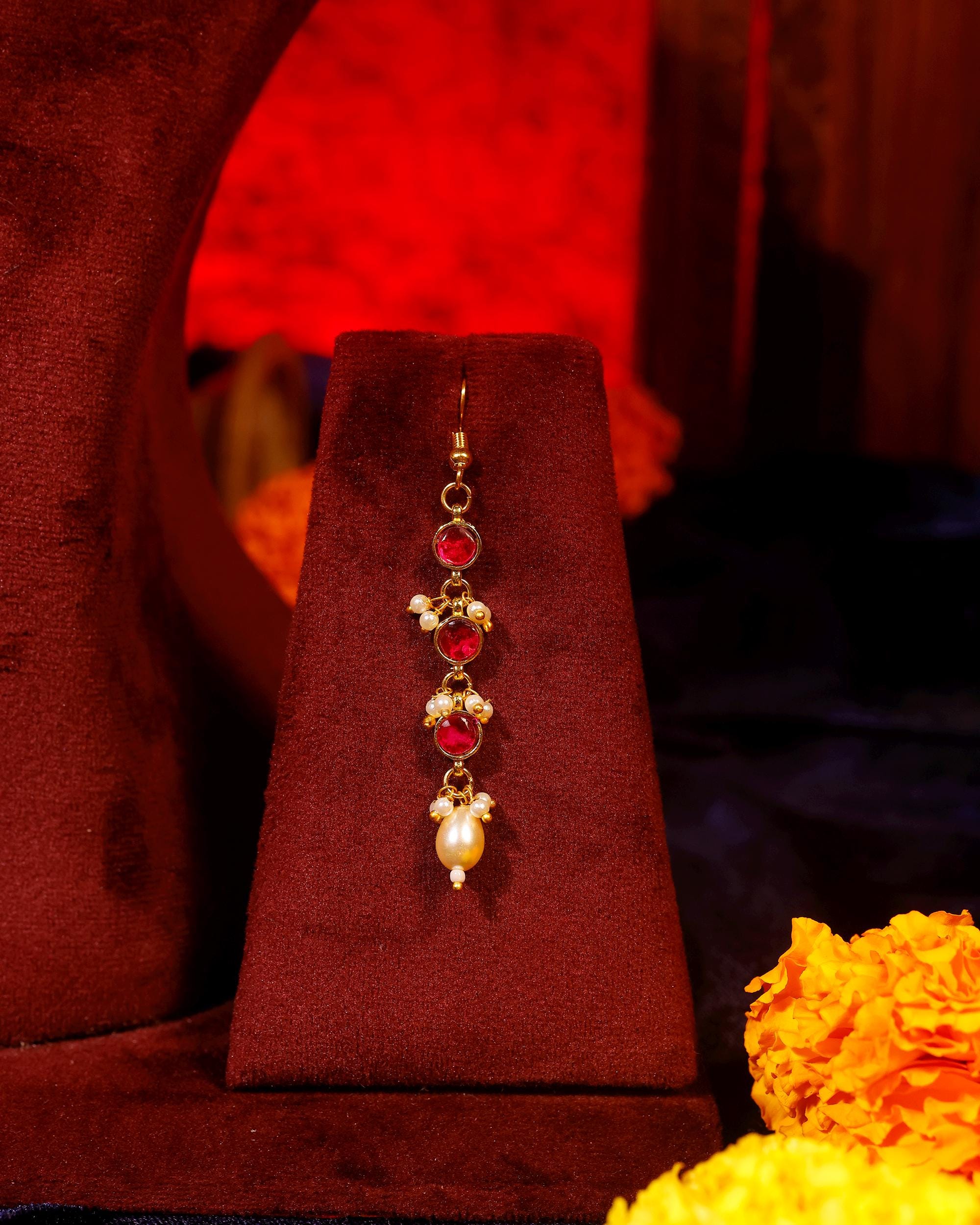 Handcrafted Kundan Choker Necklace Set with Emerald Onyx Drops, Pearl Mala Earrings