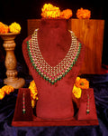 Indian Pearl Necklace Set, Green Red Beaded Choker, Traditional Bridal Jewelry, Ethnic Wedding Necklace, Handmade Festive Jewelry Gift for H