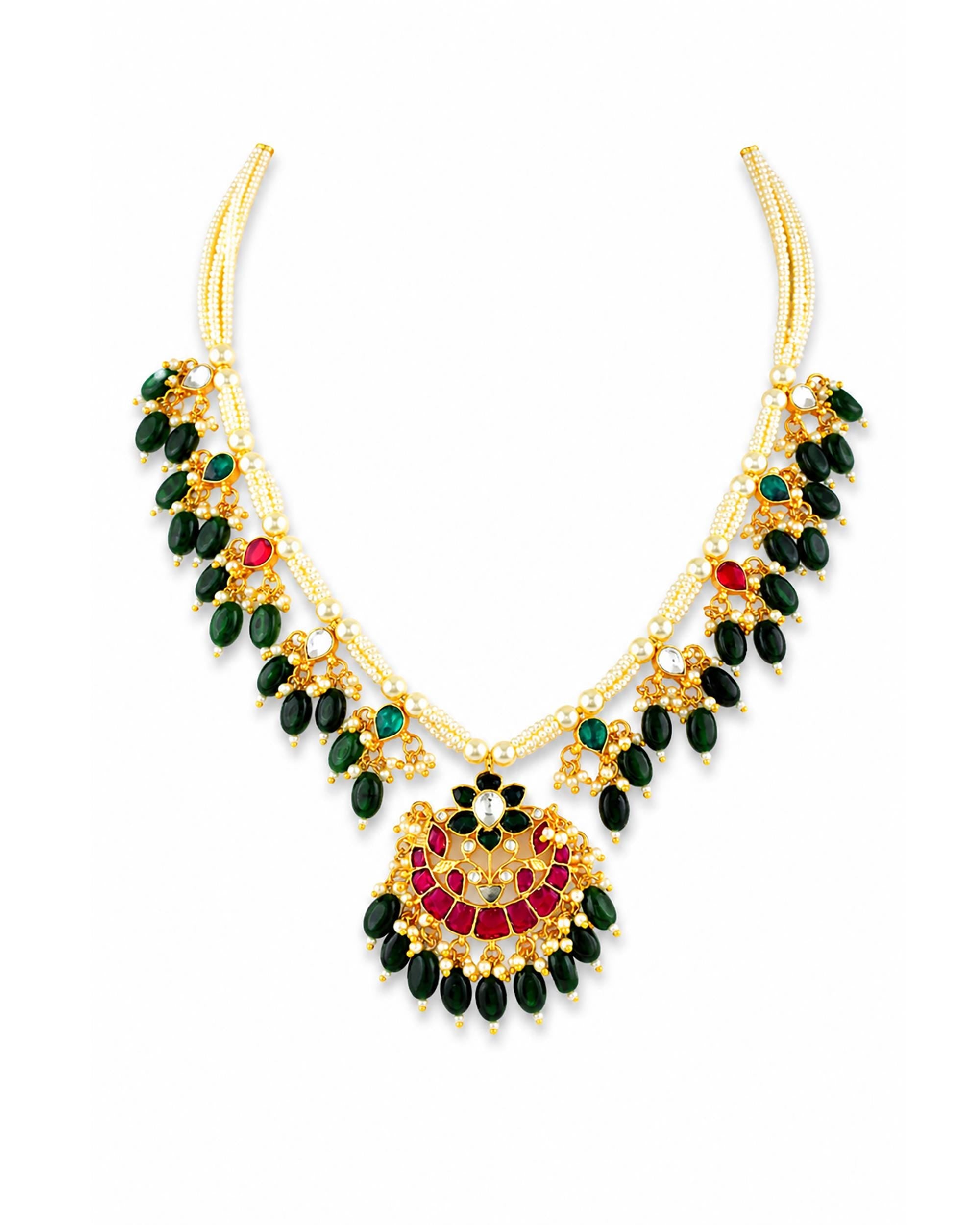 Handcrafted Kundan Choker Necklace Set  Traditional Indian Bridal Jewelry, Pearl Wedding Set