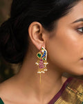 Traditional Meenakari Peacock Ear cuff | Handcrafted Jadau-Style Ear Crawlers