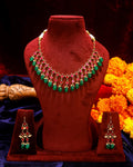bridal jewellery set Handcrafted Ruby Emerald Gold Plated Necklace Earrings Set  Traditional Indian Bridal Choker