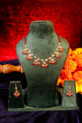 Ruby Red Beaded Mala Kundan Necklace Set  Traditional Indian Bridal Choker, Earrings