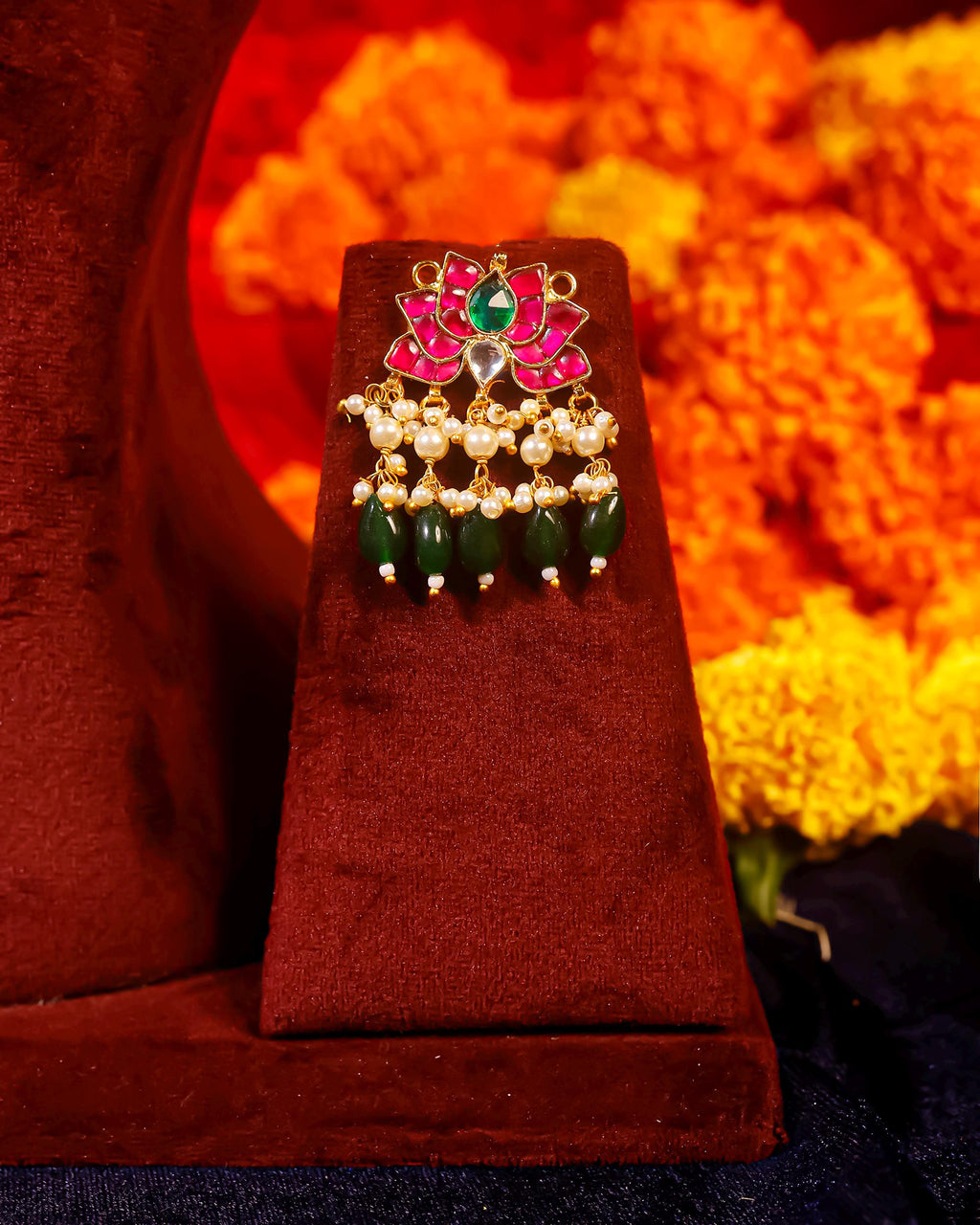 Handmade Meenakari Lotus Choker Necklace Set with Earrings  Indian Bridal Jewelry