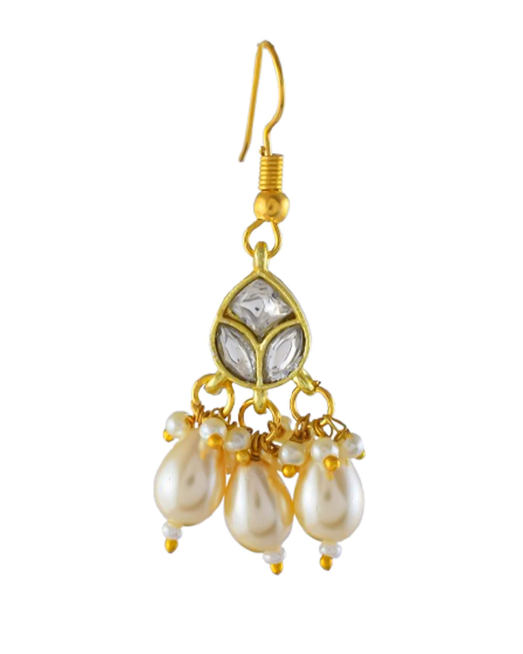 Multi-Strand Pearl Kundan Necklace Set  Gold Plated Leaf Motif Choker