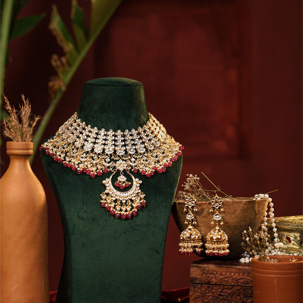 Handmade Pachi Kundan Bridal Choker Necklace Set with Jhumka Earrings  Traditional Indian Wedding Jewelry