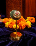 Gold Plated Kundan Cocktail Ring | Ruby Red Gemstones, Pearls, Adjustable Shank
