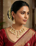 Pearl Kundan Necklace Earrings Set | Traditional Indian Bridal Jewelry