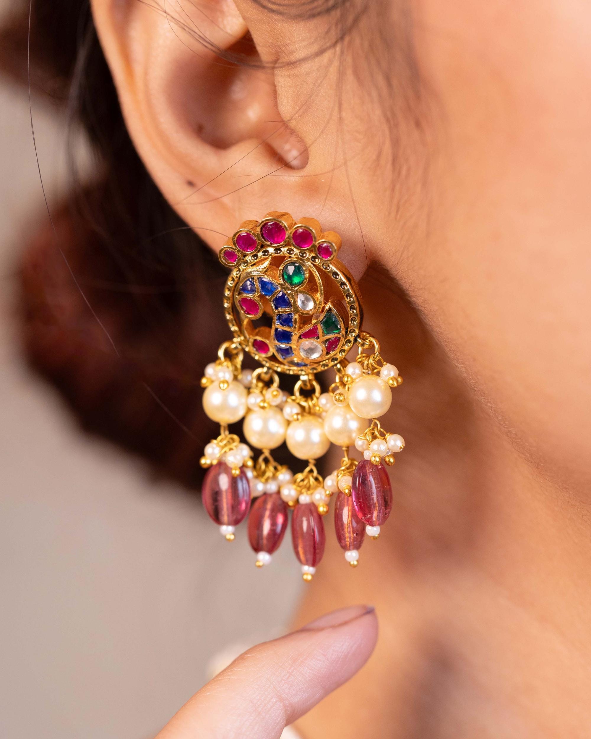 Handcrafted Kundan Peacock Choker Set with Pink Beads & Pearl Mala
