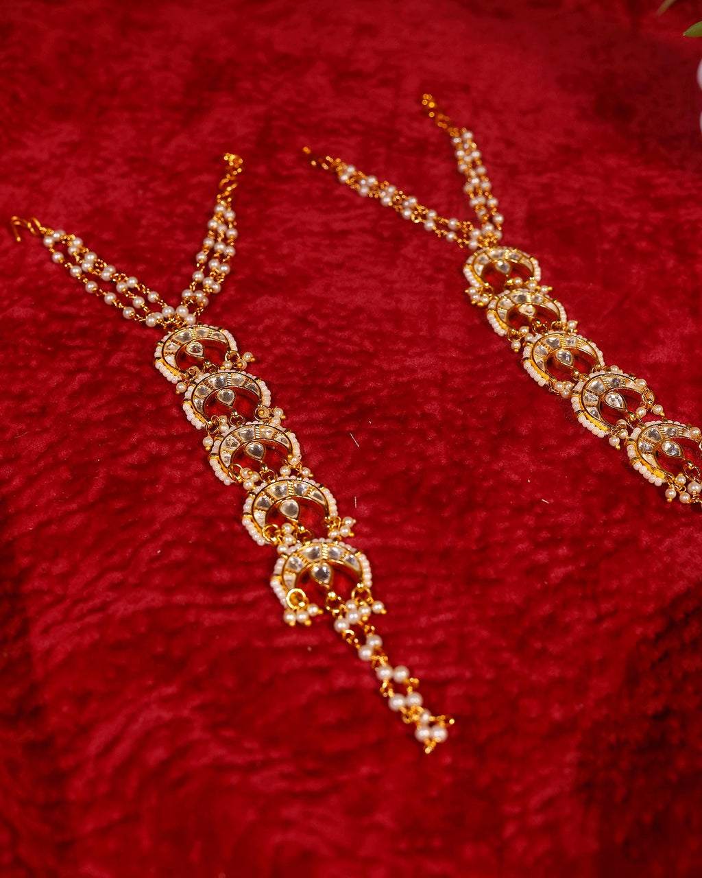 Traditional Kundan Hathphool Hand Harness | Pearl & Stone Hand Accessory