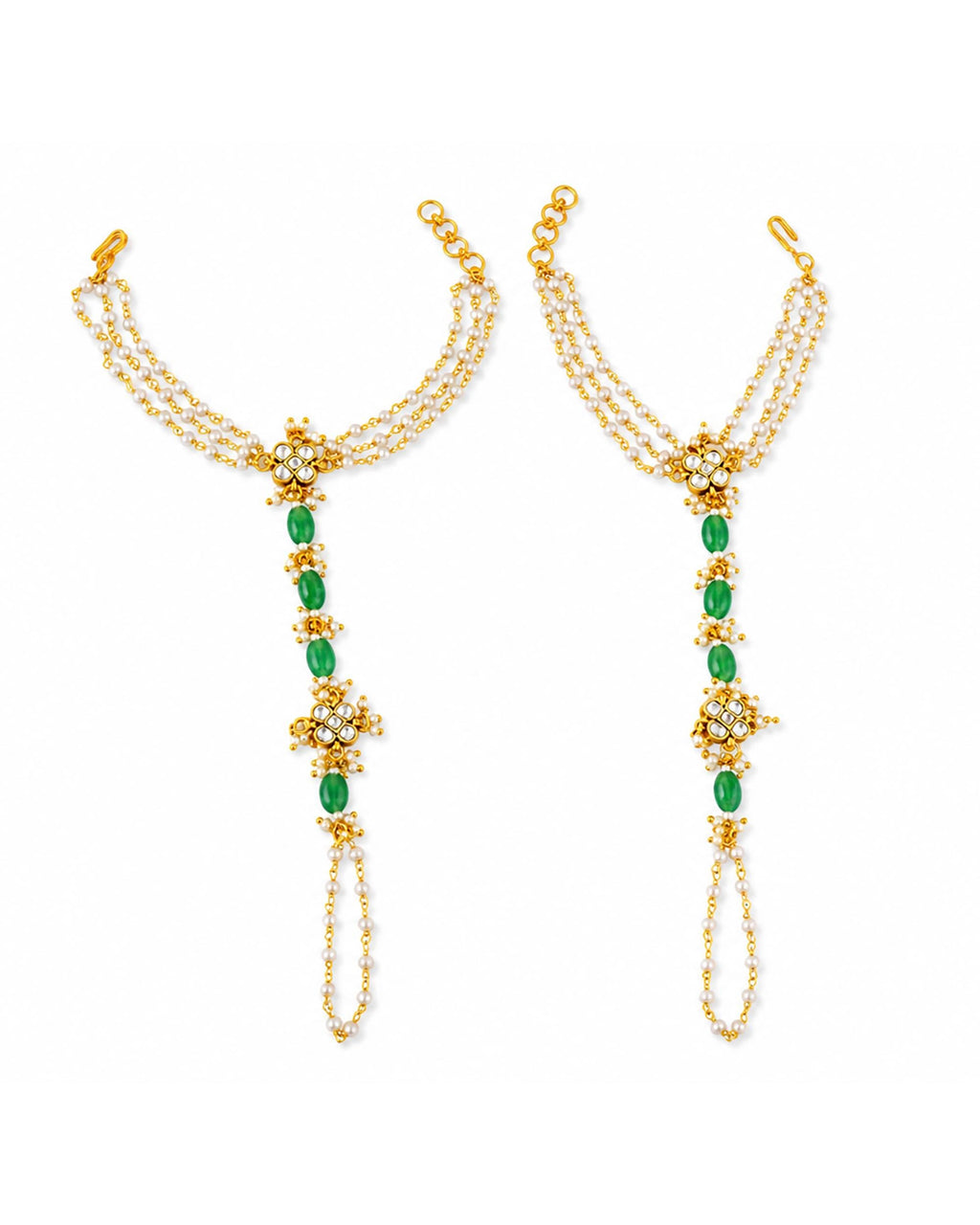 Traditional Kundan Hathphool Hand Harness | Indian Bridal Pearl Stone Hand Accessory