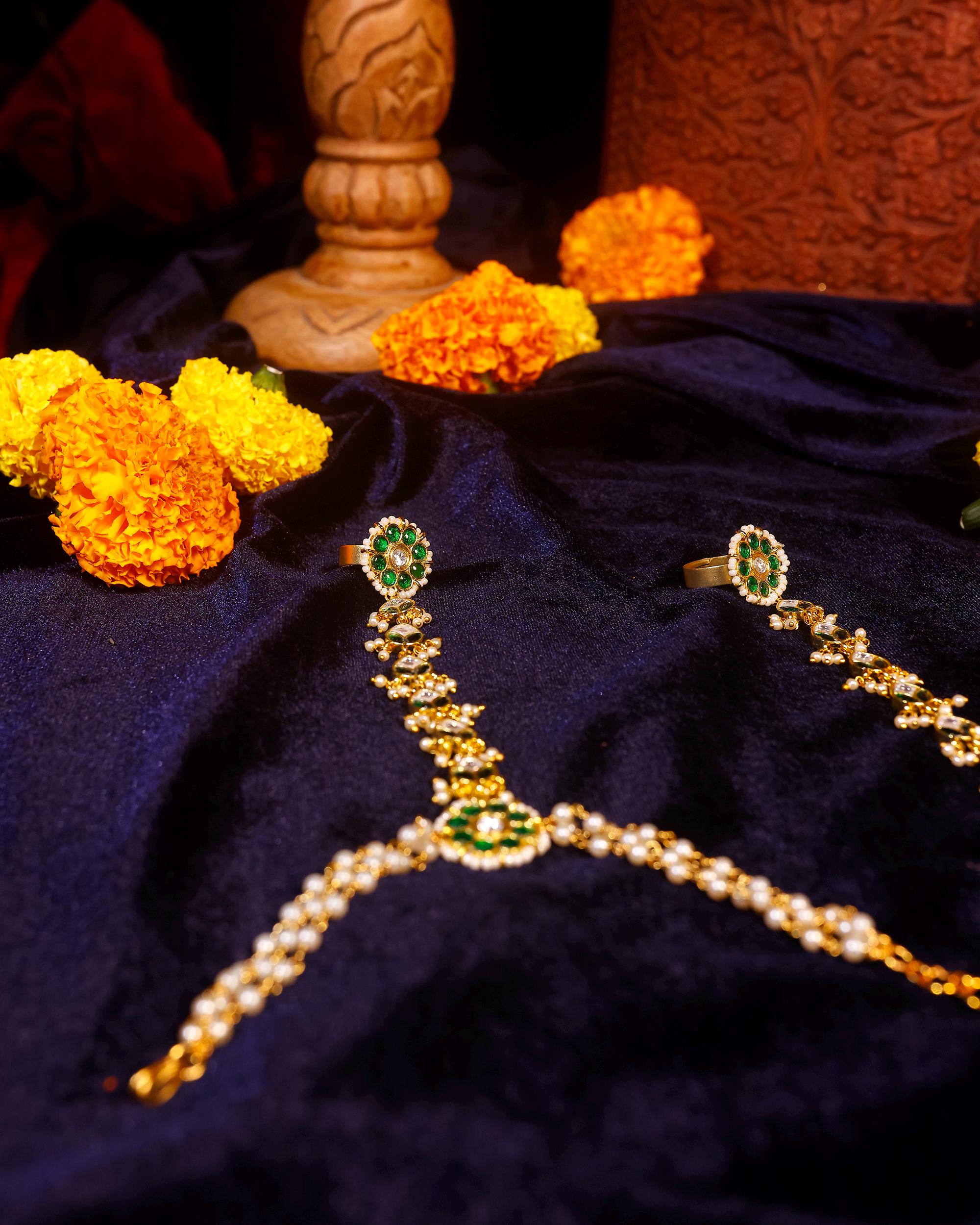 Traditional Kundan Pearl Hathphool | Indian Bridal Hand Harness, Ethnic Wedding Jewelry