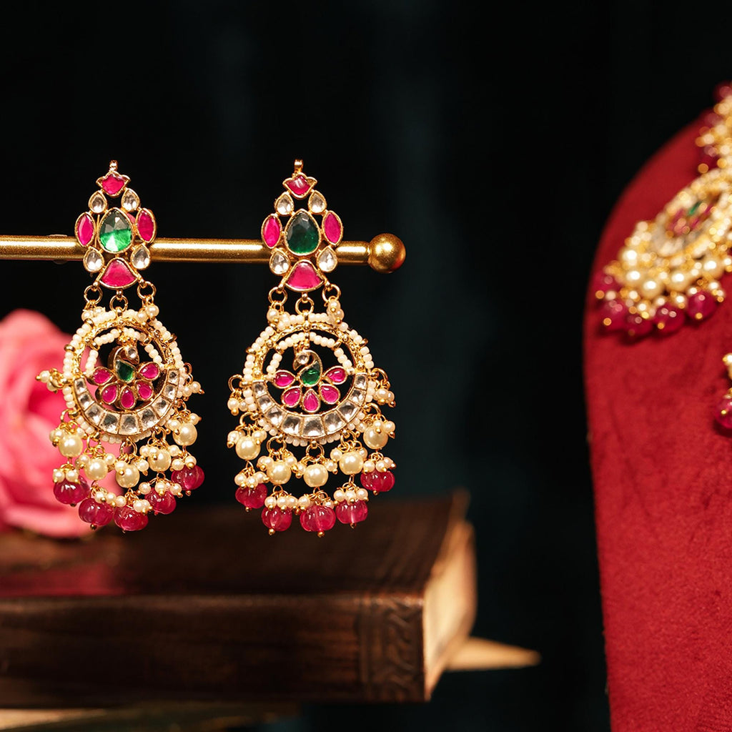 Royal Meenakari Kundan Choker Set: Peacock Pendants, Ruby Pink, Emerald Green Indian Bridal Jewelry