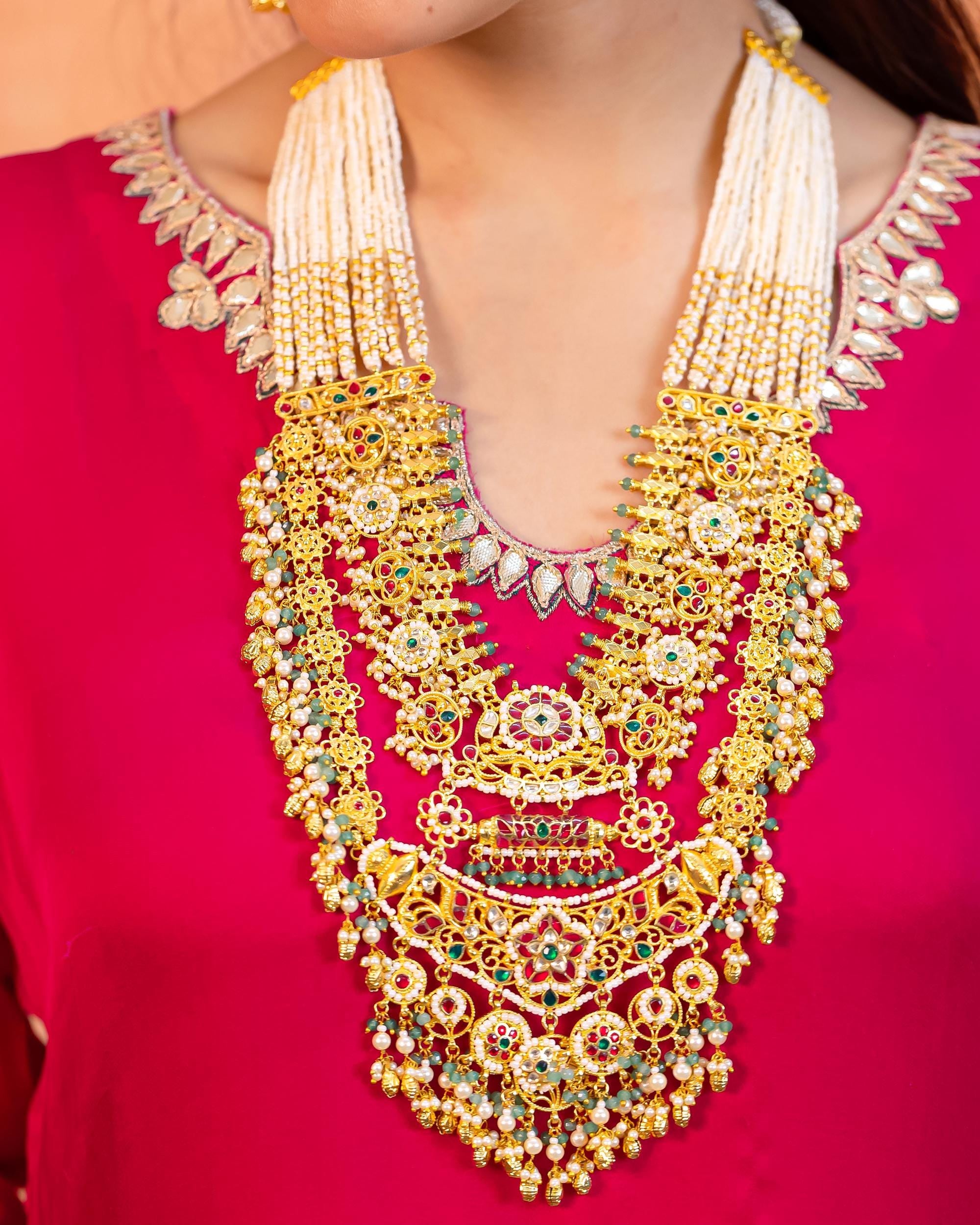 Navratna Kundan Choker Necklace Set | Emerald Ruby Floral Meenakari Bridal Jewelry