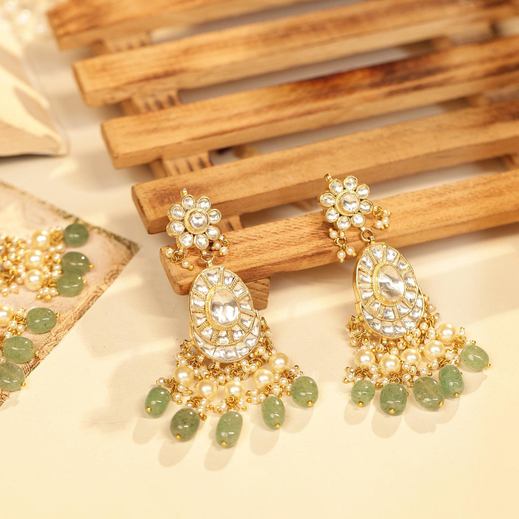 Mughal-Inspired Kundan Choker Necklace Set | Mint Green Pearl Bridal Statement Jewelry