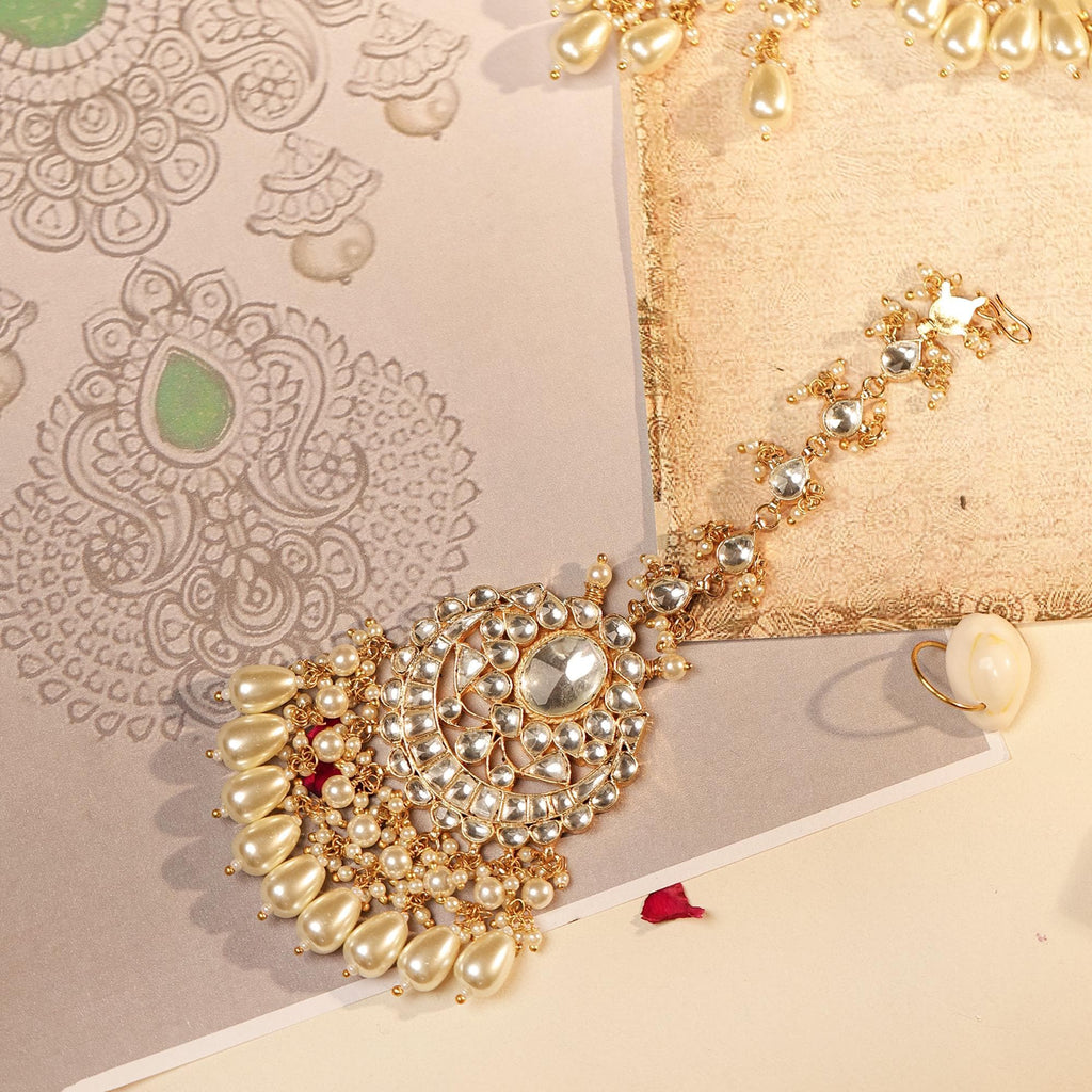 Kundan Bridal Choker Set, Gold Plated Pearls, Indian Traditional Jewelry