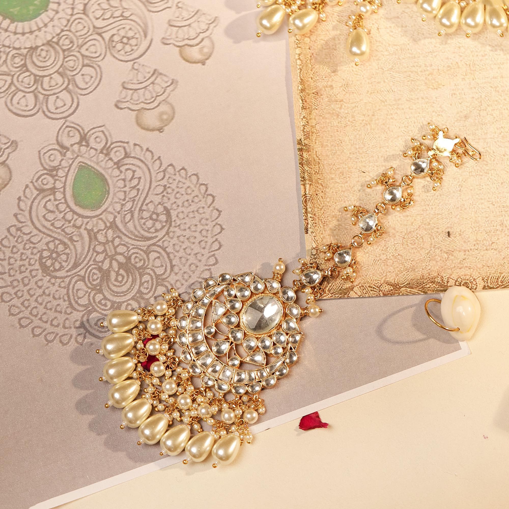 Kundan Bridal Choker Set, Gold Plated Pearls, Indian Traditional Jewelry