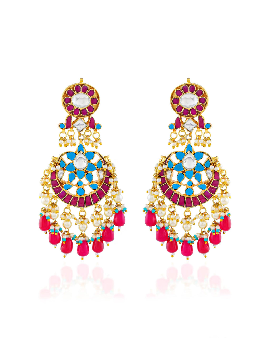 maang tikka set Kundan Meenakari Earring and Maang Tikka Set | Ruby Red Turquoise Bridal Jewelry