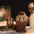 Handcrafted Floral Polki Kundan Choker Set with Pearl Chandelier Earrings