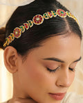 Traditional Kundan Meenakari Sheeshpatti | Ruby Emerald Stone Headband, Ethnic Bridal Accessory