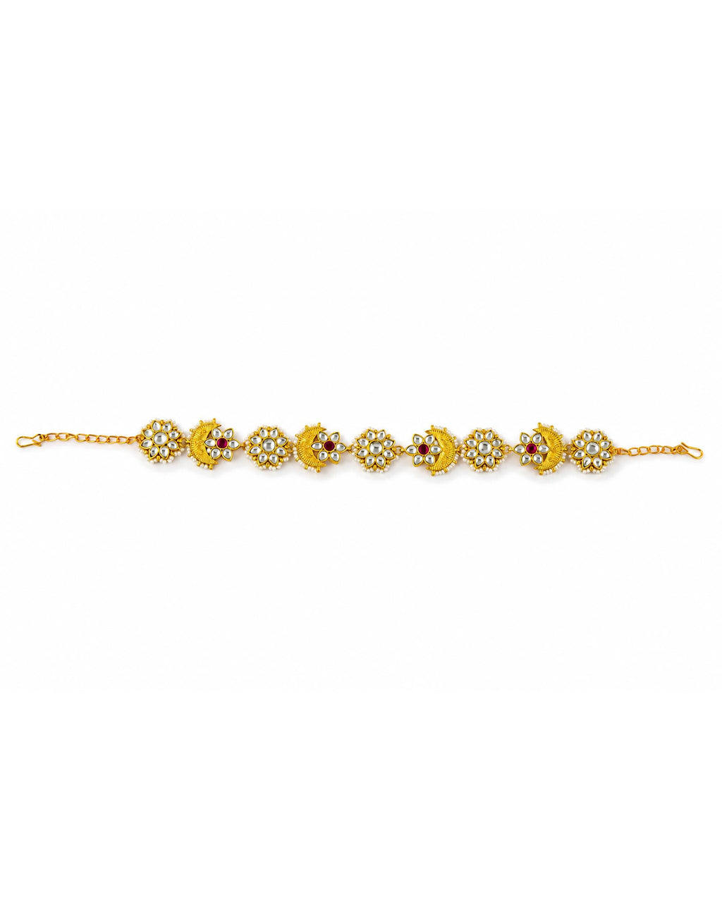 Kundan Meenakari Sheeshpatti | Bridal Mathapatti Headpiece | Red Enamel Polki Hair Jewelry | Indian Wedding Accessory