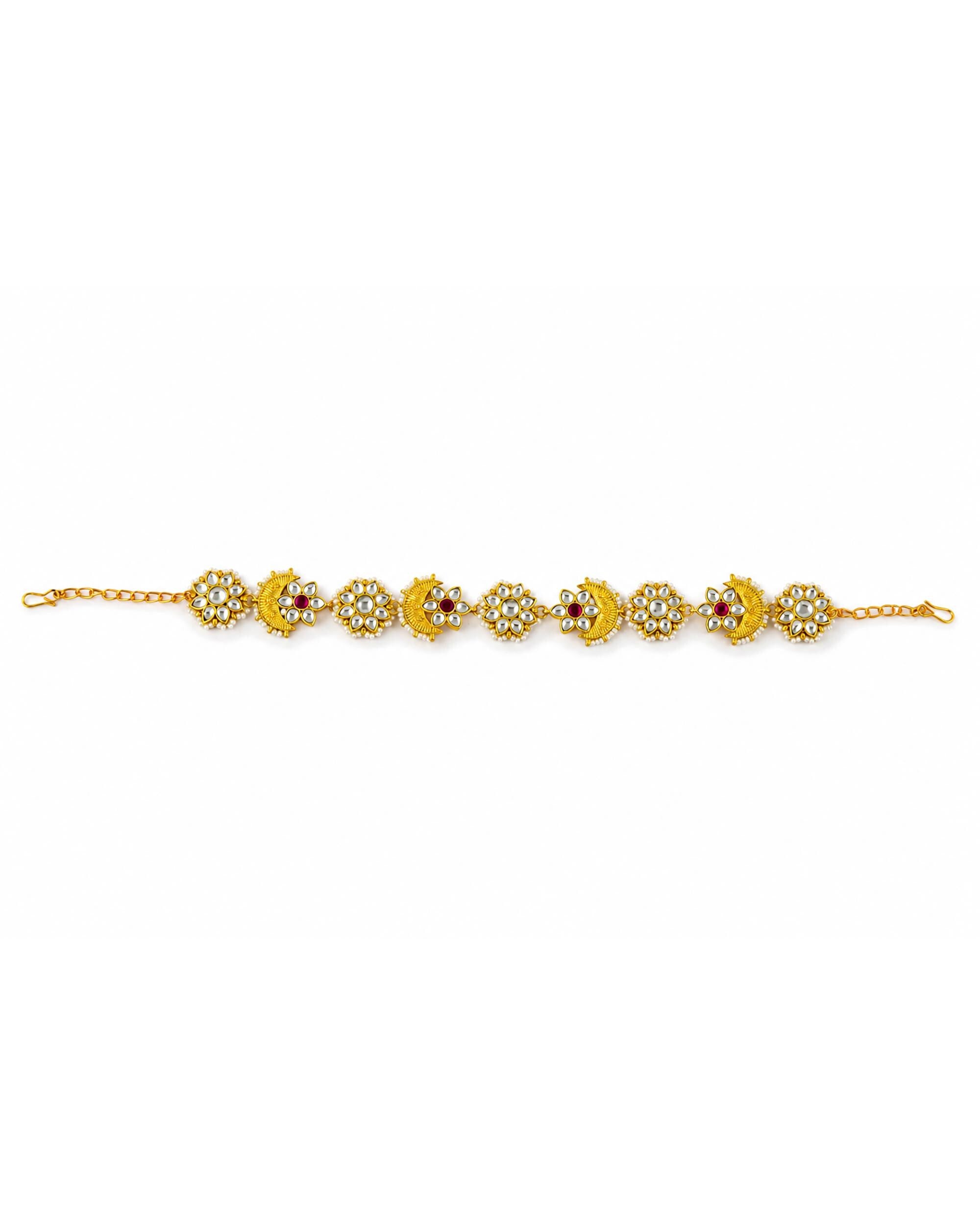 Kundan Meenakari Sheeshpatti | Bridal Mathapatti Headpiece | Red Enamel Polki Hair Jewelry | Indian Wedding Accessory