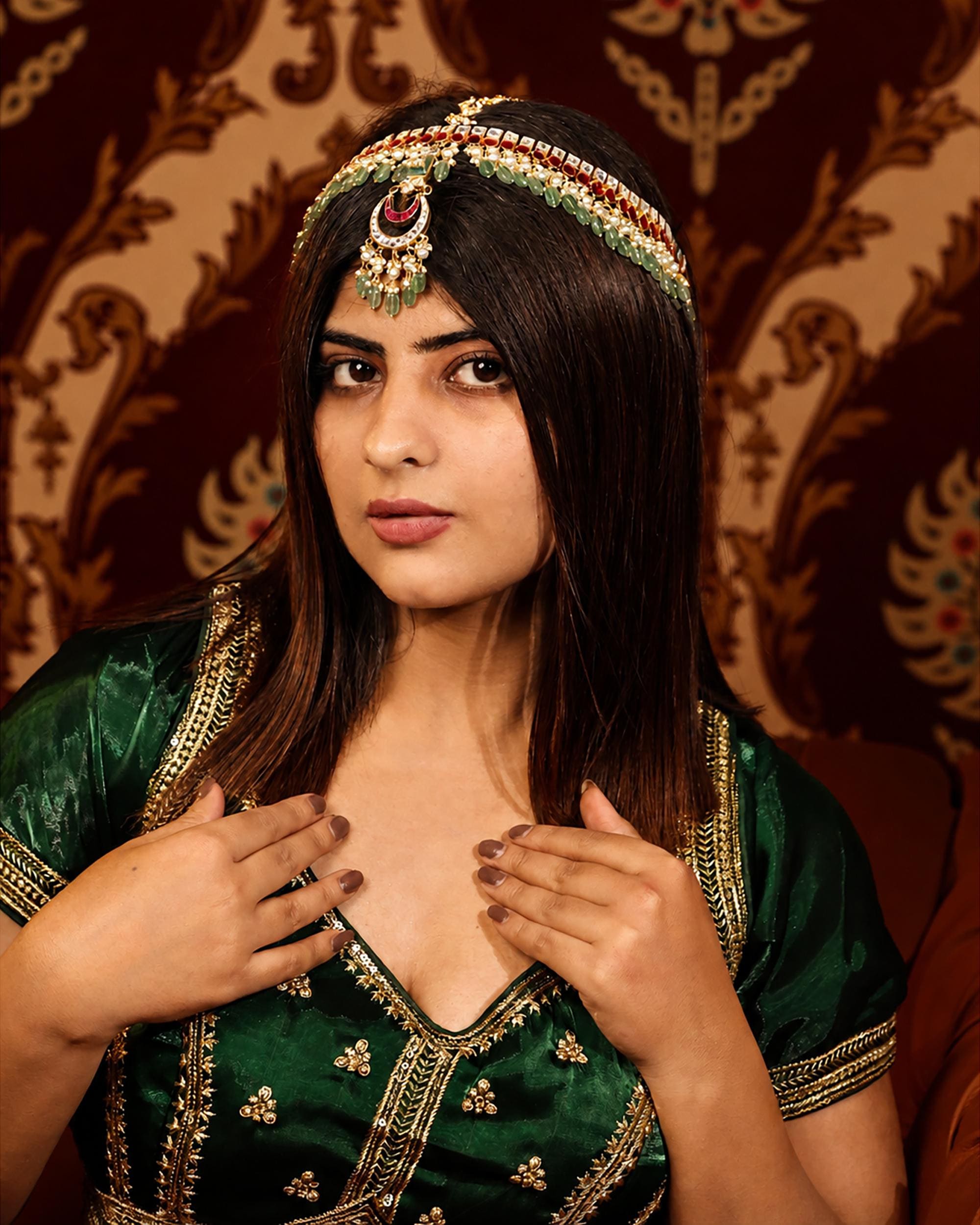 Antique Finish Kundan Headpiece | Bridal Sheeshphool Jewelry | Ethnic Wedding Hair Accessory for Brides
