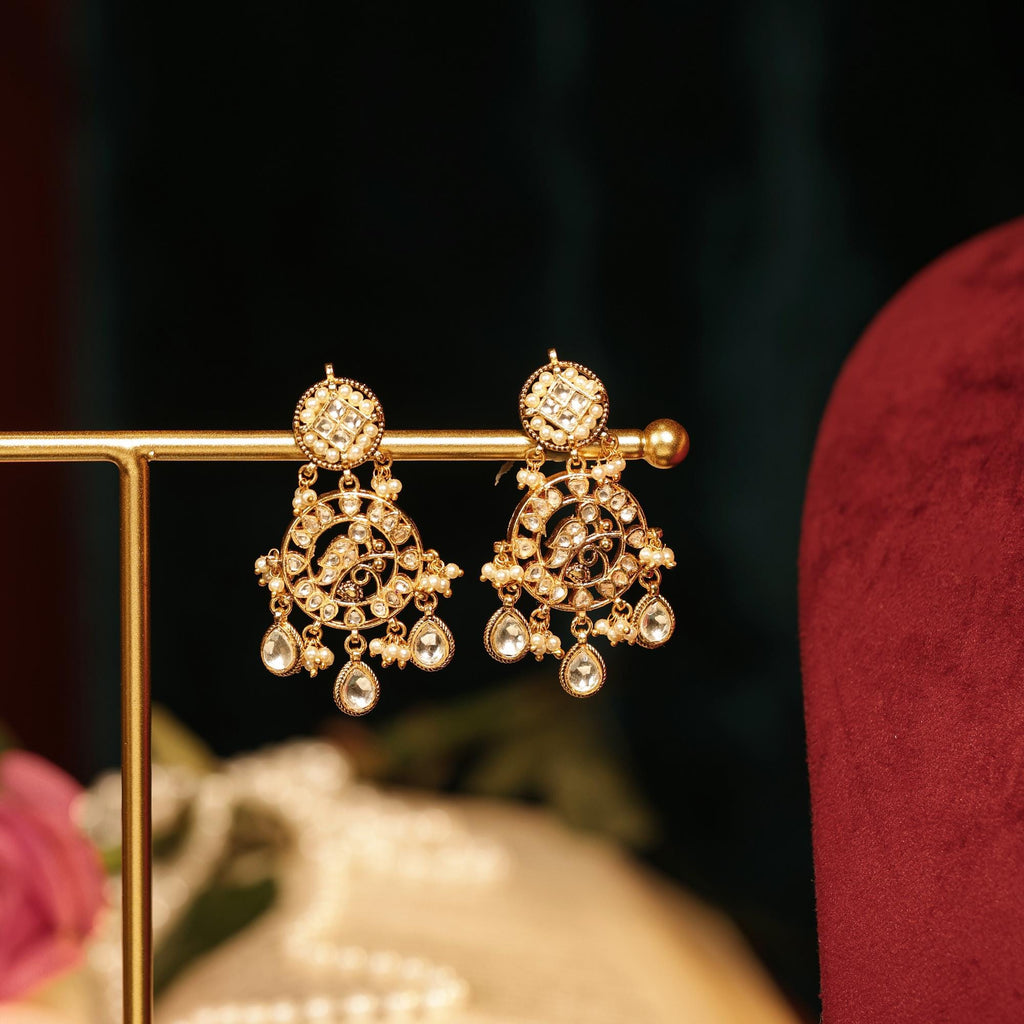 Kundan Pearl Necklace Set | Peacock Bridal Jewelry, Antique Gold Ethnic Necklace