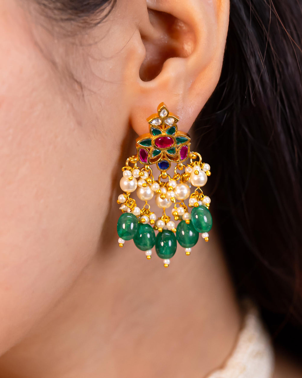 Handcrafted Pearl Meenakari Choker Set, Multi-Color Enamel Bridal Jewelry