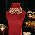 Royal Indian Kundan Choker Set  Emerald Green Meenakari Necklace, Starburst Earrings
