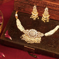 Kundan Choker Set  Multi-Strand Seed Pearls, White Pachi Kundan Necklace, Earrings