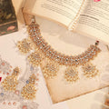 White Kundan Choker Set with Pearls, Elegant Indian Bridal Collar Necklace Earrings