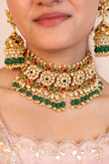 Royal Kundan Choker Necklace Set  Emerald Green, Ruby Red Bridal Jewelry