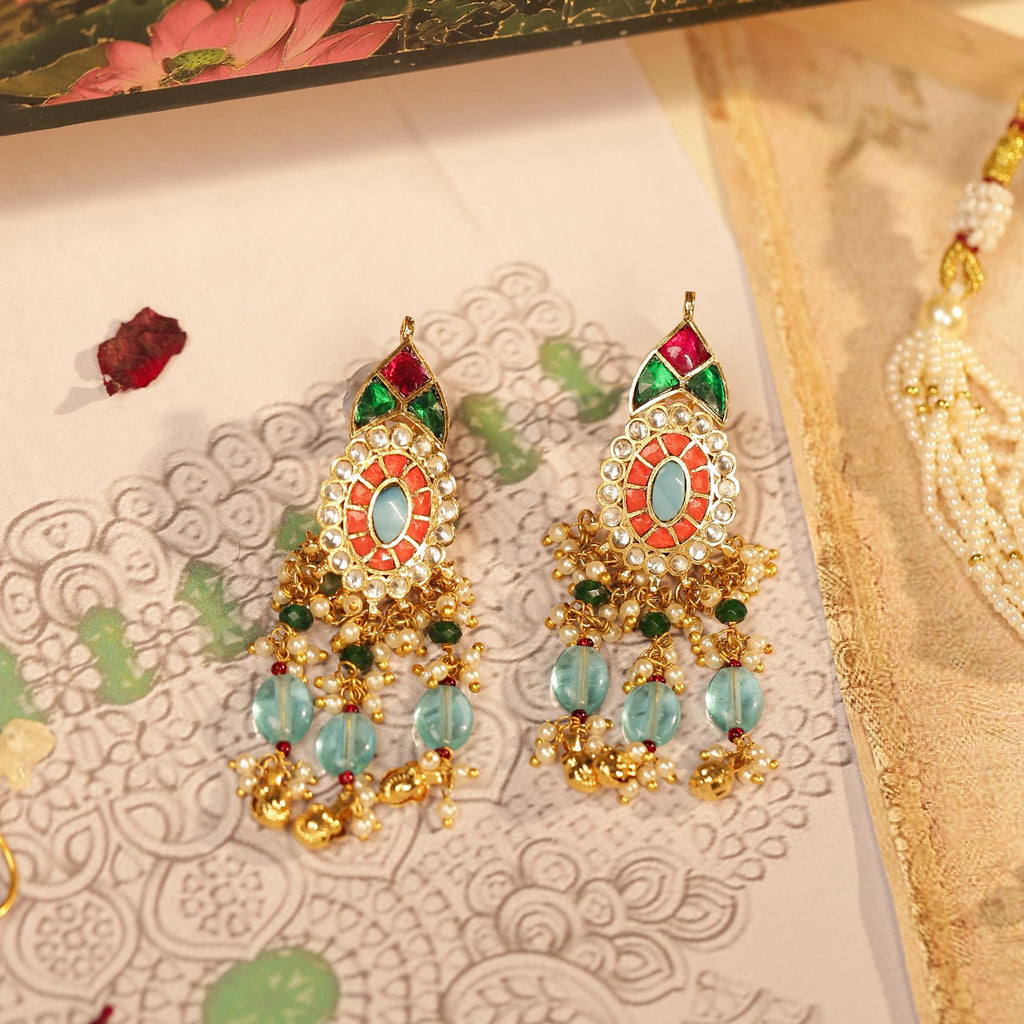 Blue Kundan Choker Set  Pastel Meenakari Floral Pearls  Indian Festive Jewelry