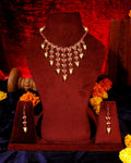 Handcrafted Kundan Choker Necklace Set with Emerald Onyx Drops, Pearl Mala Earrings