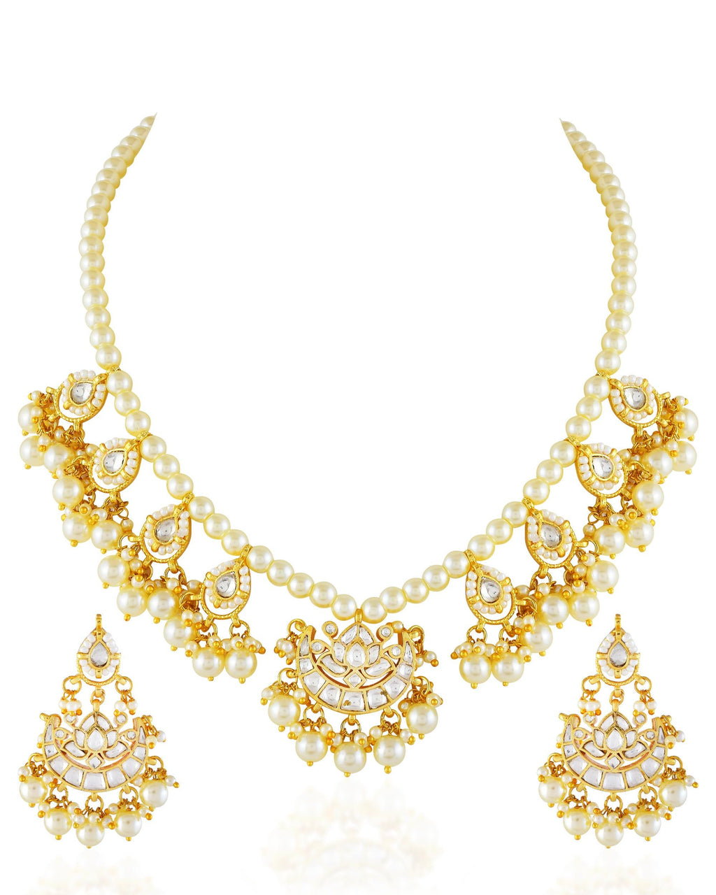 Royal Pachi Kundan Pearl Choker Necklace Set with Chandbali Earrings  Festive Bridal Jewellery