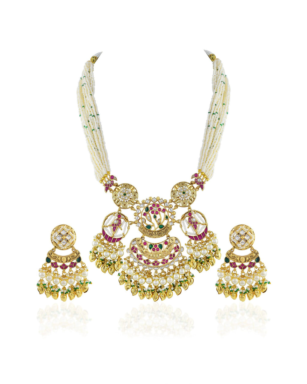 Royal Mughal Tree of Life & Dancing Figure Long Pendant Mala Set