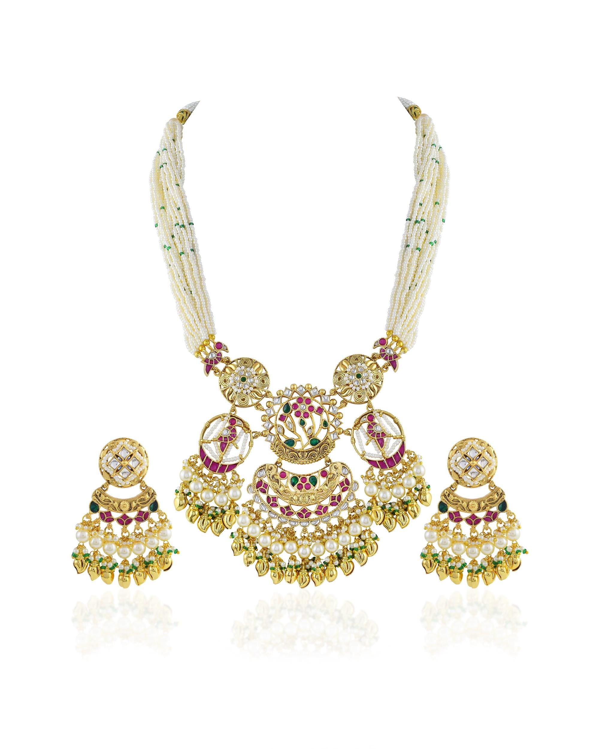 Royal Mughal Tree of Life & Dancing Figure Long Pendant Mala Set