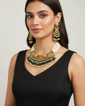Royal Navratna-Inspired Kundan Hasli Mala Set with Deep Emerald Drops