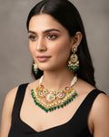 Royal Mughal Pachi Kundan Choker Set with Ruby-Pink Drops & Pearl Clusters