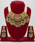 Handcrafted Pachi Kundan Bib Choker Necklace Set  Antique Gold Indian Bridal Jewelry