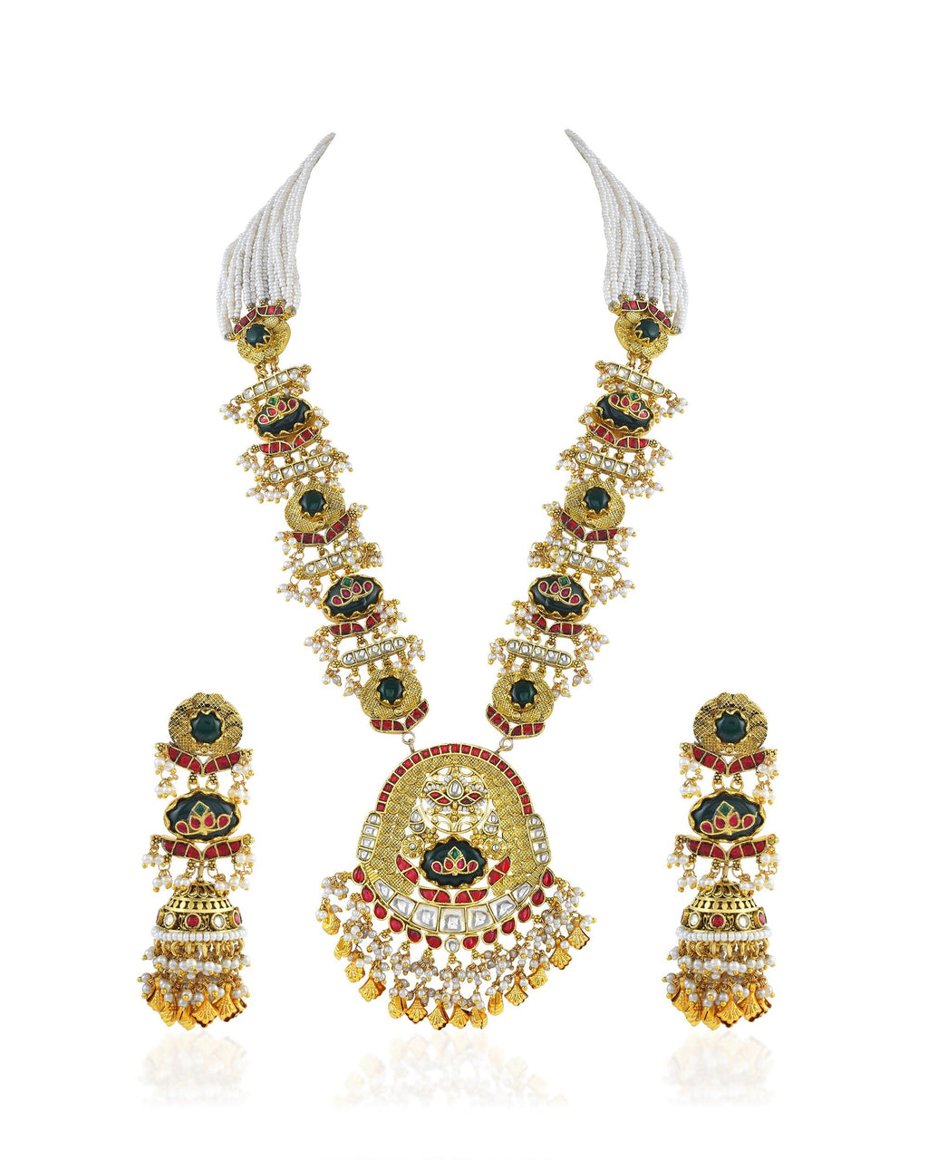 Antique Gold Pachi Kundan Rani Haar Set  Indian Bridal Wedding Jewelry