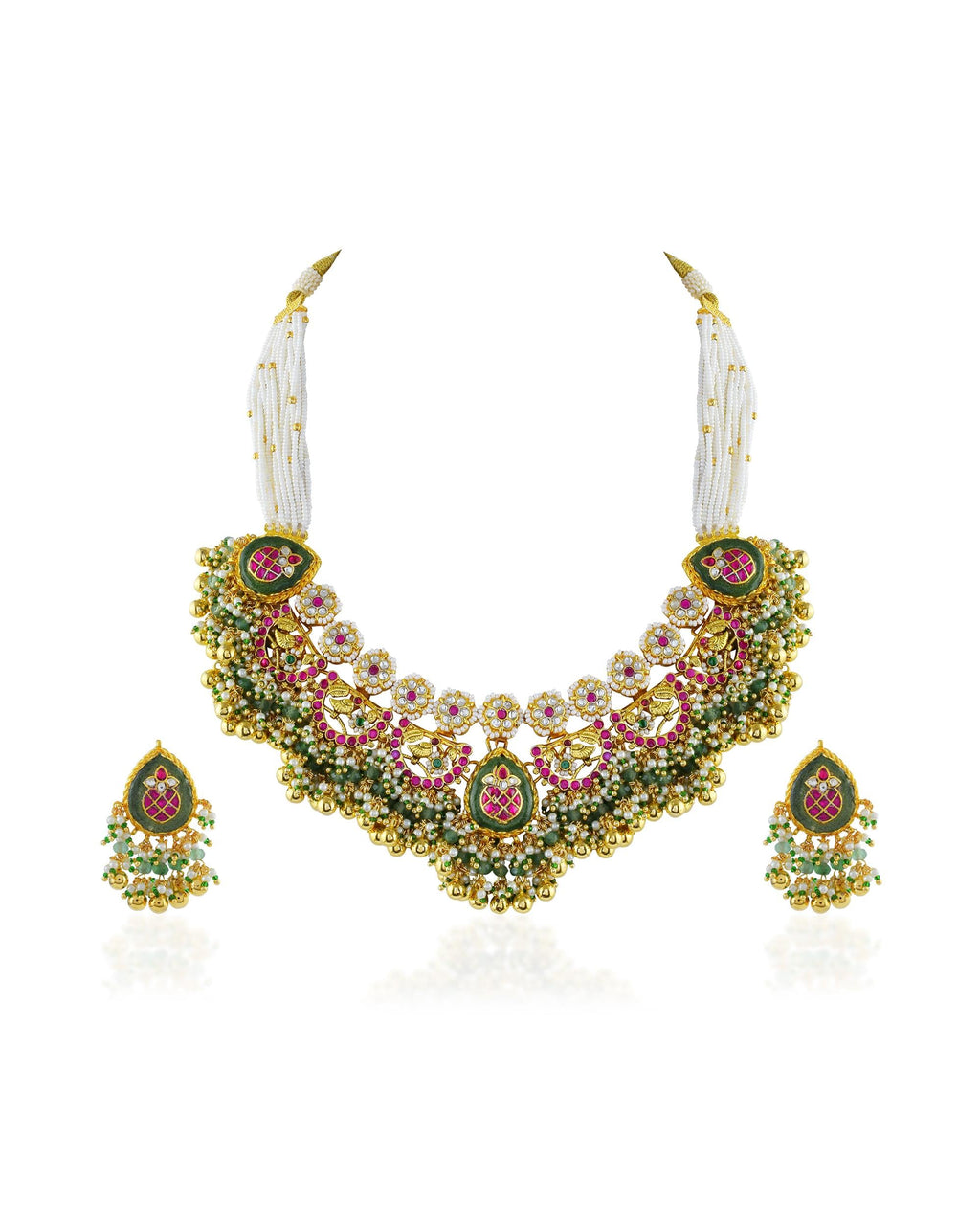 Handcrafted Pachi Kundan Choker Set  Antique Gold Peacock Bridal Haar