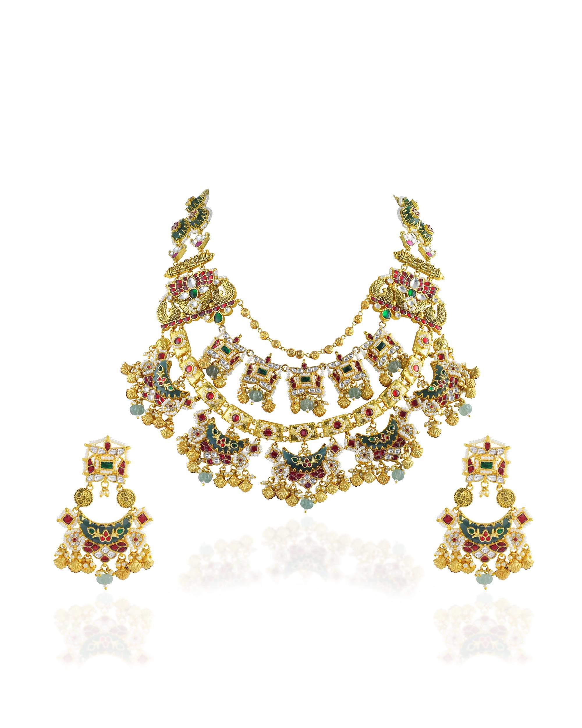 Handcrafted Pachi Kundan Choker Set  Emerald, Ruby, Pearls, Royal Bridal Jewelry