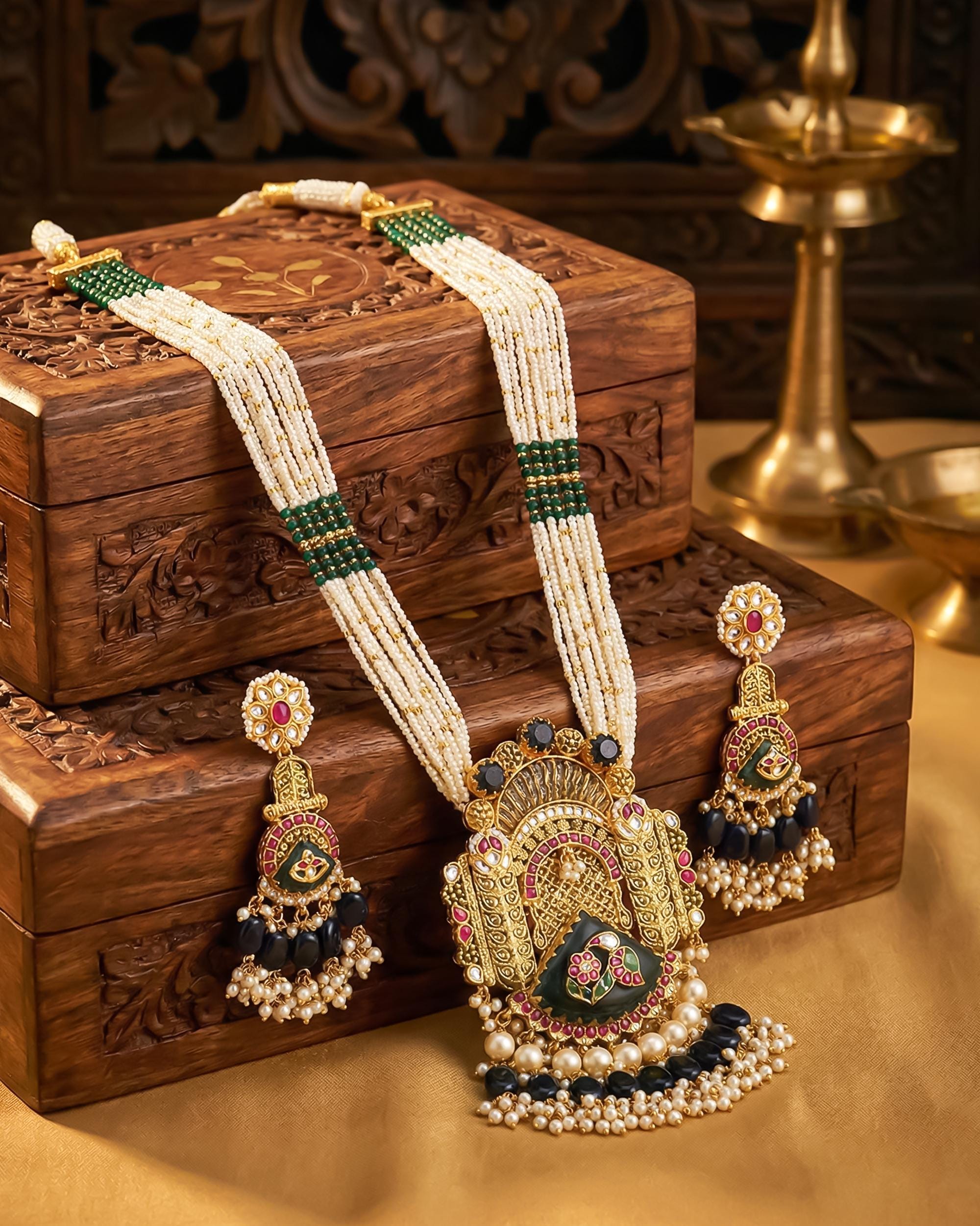 Handcrafted Pachi Kundan Choker Set  Crescent Moon Bridal Collar, Pink Green Chandbali Wedding Jewelry